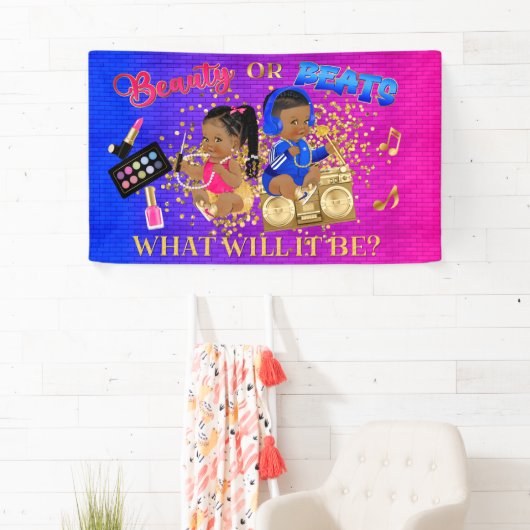 Schoonheid of Beats Blue Hot Pink Gold Gender onth Spandoek (Insitu)