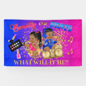 Schoonheid of Beats Blue Hot Pink Gold Gender onth Spandoek (Horizontaal)