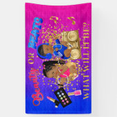 Schoonheid of Beats Blue Hot Pink Gold Gender onth Spandoek (Verticaal)