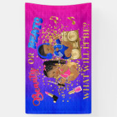 Schoonheid of Beats Blue Hot Pink Gold Gender onth Spandoek (Verticaal)