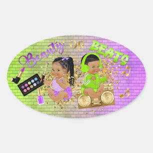 Schoonheid of Beats Groen Paars Goud Geslacht Reve Ovale Sticker