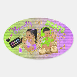 Schoonheid of Beats Groen Paars Goud Geslacht Reve Ovale Sticker
