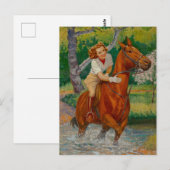 Schoonheid op een paard 1960s pin-up meisje briefkaart (Voorkant / Achterkant)