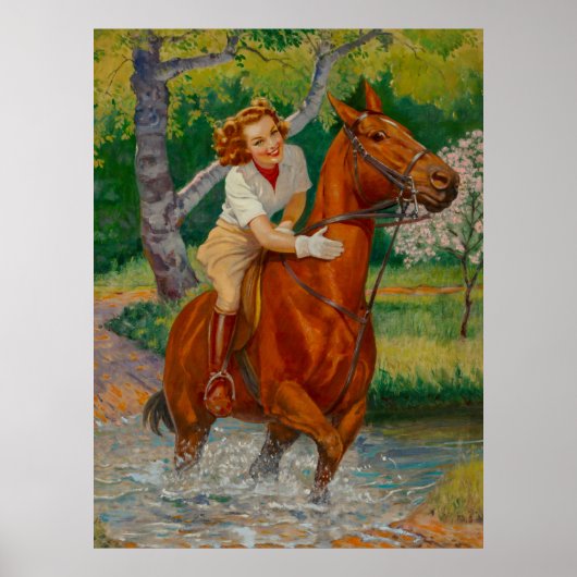 Schoonheid op een paard 1960s pin-up meisje poster (Voorkant)