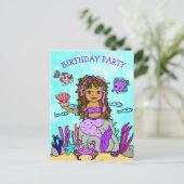 Schoonheid Paarse Meermin Verjaardagsuitnodigingen Briefkaart (Staand voorkant)