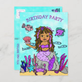 Schoonheid Paarse Meermin Verjaardagsuitnodigingen Briefkaart (Voorkant / Achterkant)
