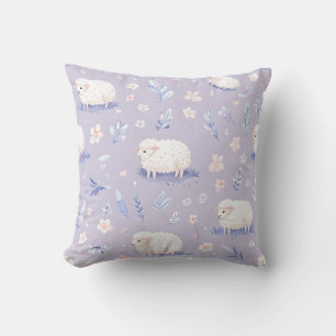 Schoonheid Pastel Schaap en Bloempatroon Worp Kuss Kussen
