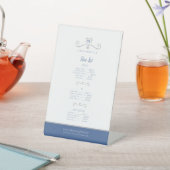 Schoonheid product prijslijst blauw zilver reclamebord met voetstuk (Insitu)