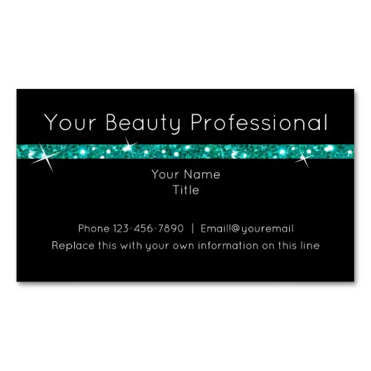 Schoonheid professioneel ontwerp met turquoise gli magnetisch visitekaartje (Voorkant)