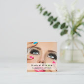 Schoonheid Professionele Haar Make-up QR Code Foto Vierkante Visitekaartje (Staand voorkant)