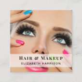 Schoonheid Professionele Haar Make-up QR Code Foto Vierkante Visitekaartje (Voorkant)