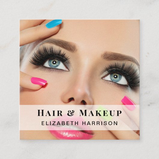 Schoonheid Professionele Haar Make-up QR Code Foto Vierkante Visitekaartje (Voorkant)