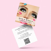 Schoonheid Professionele Haar Make-up QR Code Foto Vierkante Visitekaartje