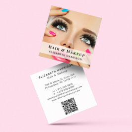 Schoonheid Professionele Haar Make-up QR Code Foto Vierkante Visitekaartje
