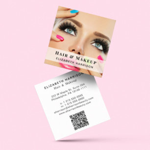 Schoonheid Professionele Haar Make-up QR Code Foto Vierkante Visitekaartje