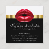 Schoonheid Rode Lippen Classy Gouden Folie Look Vierkante Visitekaartje (Voorkant)
