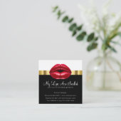 Schoonheid Rode Lippen Classy Gouden Folie Look Vierkante Visitekaartje (Staand voorkant)