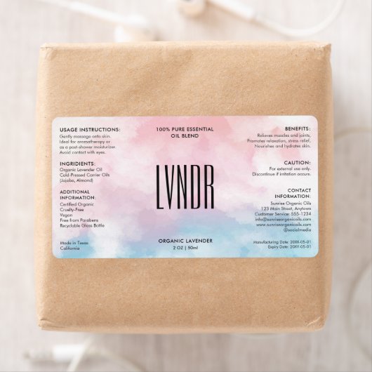 Schoonheid Roze Blauw Wolk Moderne Ingrediënten Pr Etiket (Insitu)