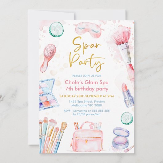 Schoonheid Roze Goud Spa Feest Verjaardagsuitnodig Kaart (Voorkant)