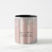 Schoonheid Roze Goud Zilver Glitterdruppels Custom Mok (Midden)