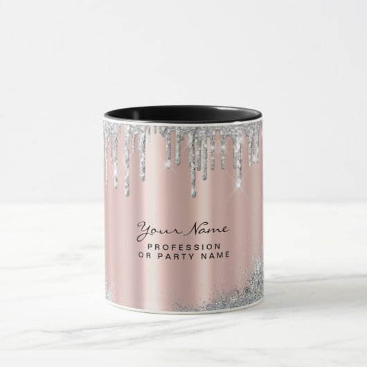 Schoonheid Roze Goud Zilver Glitterdruppels Custom Mok (Midden)