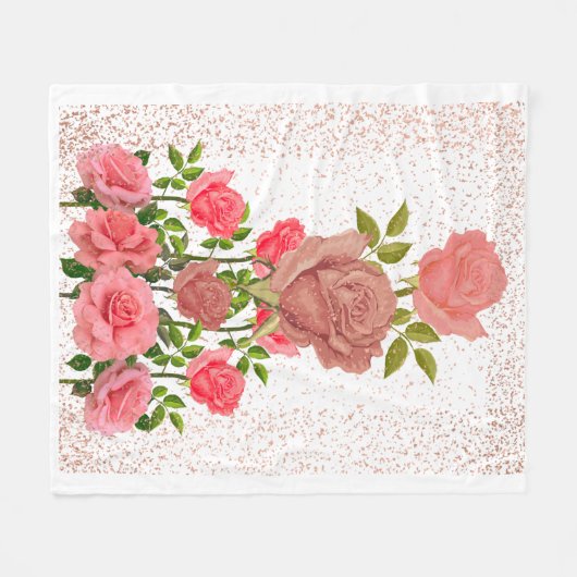Schoonheid rozen fleece deken (Voorkant (Horizontaal))