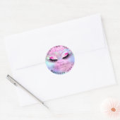 Schoonheid Salon Glitter Bright Pink Lashes Drift Ronde Sticker (Envelop)