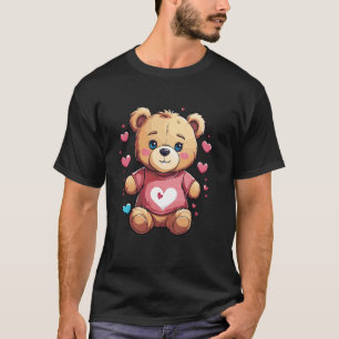 Schoonheid & Schattige Teddybeer Vrouw met Hartjes T-shirt