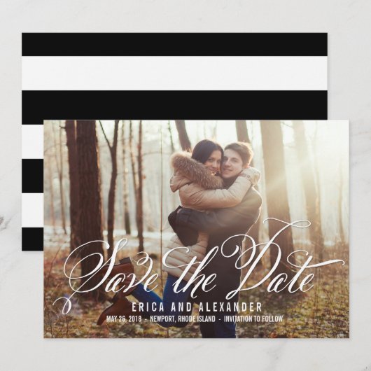 Schoonheid Script Save The Date Kaart (Voorkant / Achterkant)