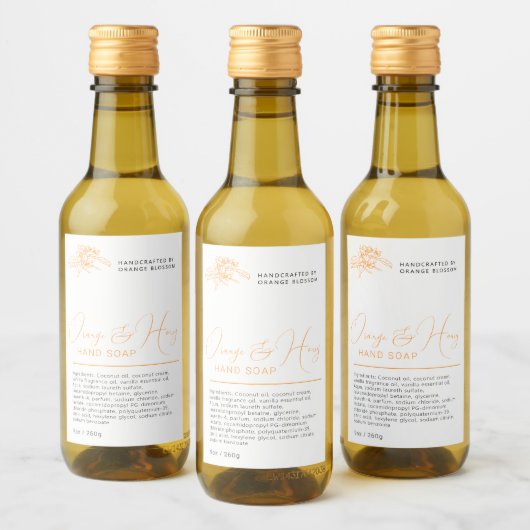 Schoonheid sinaasappel en honing wit hand wassen l wijn etiket (Flessen)