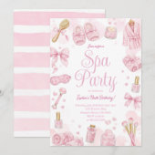 Schoonheid Spa Dag Roze Feest Uitnodiging (Voorkant / Achterkant)