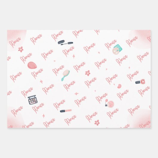 Schoonheid spa glitz en glam verjaardagsfeest inpakpapier vel (Voorkant 3)