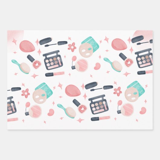 Schoonheid spa glitz en glam verjaardagsfeest inpakpapier vel (Voorkant 2)