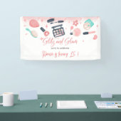 Schoonheid spa glitz en glam verjaardagsfeest spandoek (Beurs)