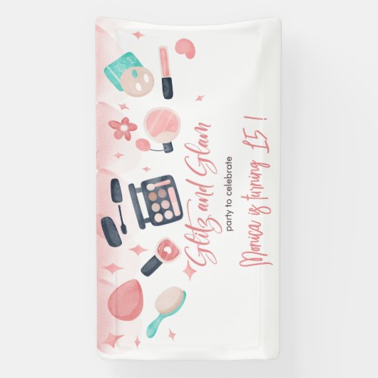 Schoonheid spa glitz en glam verjaardagsfeest spandoek (Verticaal)