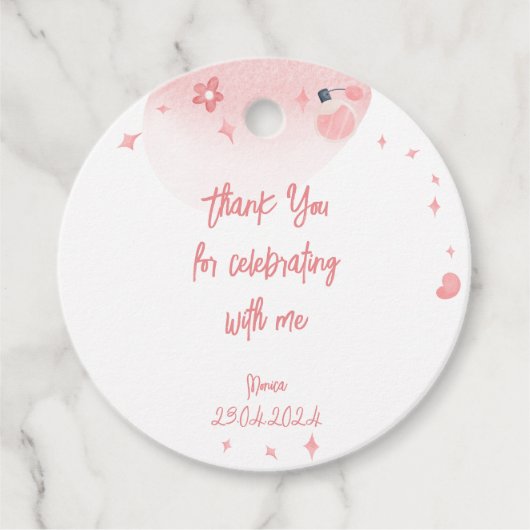 Schoonheid spa glitz en glam verjaardagsfeestje da bedankjes labels (Voorkant)