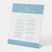 Schoonheid spa prijslijst blauw wit lotus logo reclamebord met voetstuk (Voorkant)