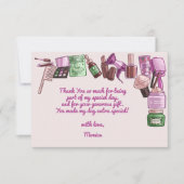 Schoonheid spa verjaardagsfeestje bedankkaart (Voorkant)