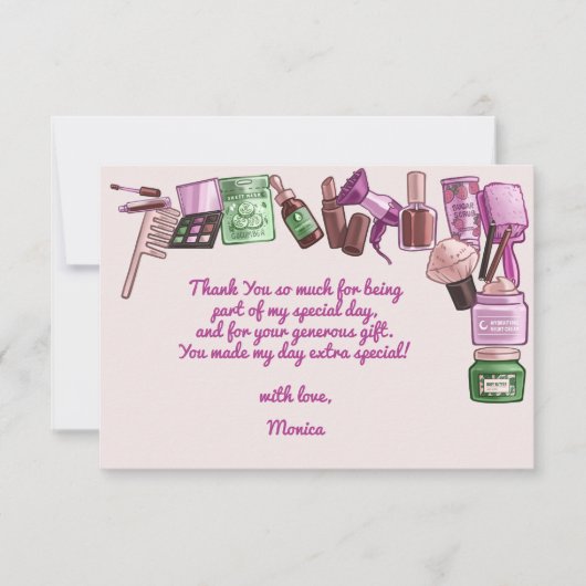 Schoonheid spa verjaardagsfeestje bedankkaart (Voorkant)