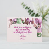 Schoonheid spa verjaardagsfeestje bedankkaart (Staand voorkant)