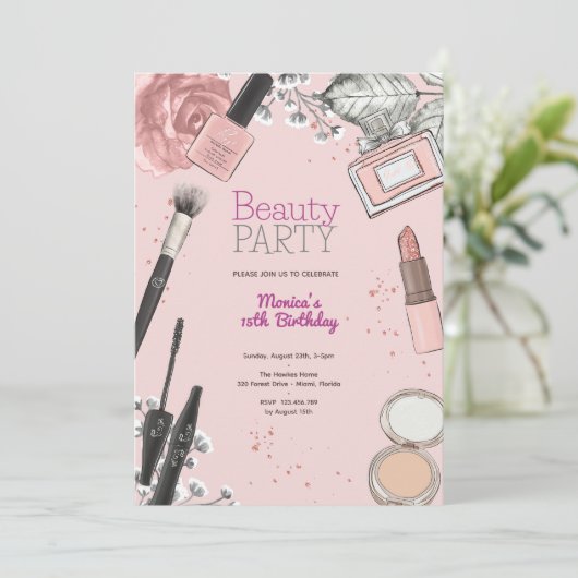 Schoonheid spa verjaardagsfeestje kaart (Staand voorkant)