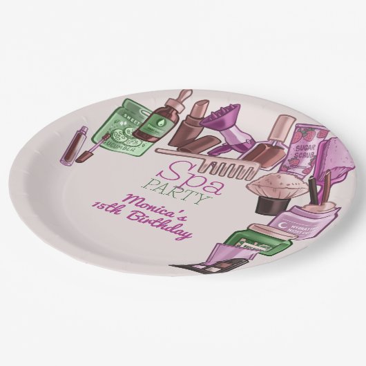 Schoonheid spa verjaardagsfeestje papieren bordje (Gekanteld)