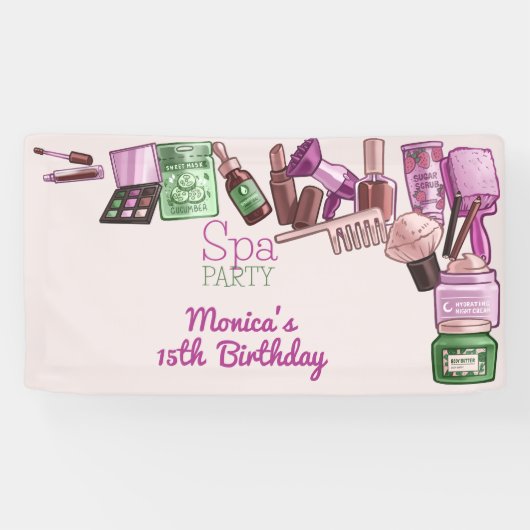 Schoonheid spa verjaardagsfeestje spandoek (Horizontaal)