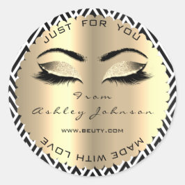 Schoonheid, spaarzaam glitter Gold Lash gemaakt me Ronde Sticker