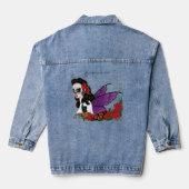 Schoonheid Suiker Schedel Paarse Vleugels Rozen Zo Denim Jacket (Achterkant)