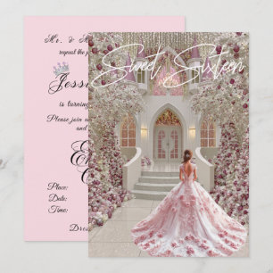 Schoonheid Sweet Sixteen Roze Witte Betoverde Wint Kaart