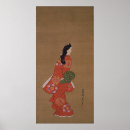 Schoonheid terugkijkend door Hishikawa Moronobu Poster