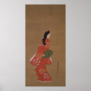 Schoonheid terugkijkend door Hishikawa Moronobu Poster