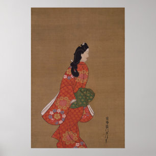 Schoonheid terugkijkend door Hishikawa Moronobu Poster