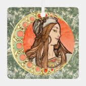 Schoonheid van Alphonse Maria Mucha Metalen Ornament (Voorkant)